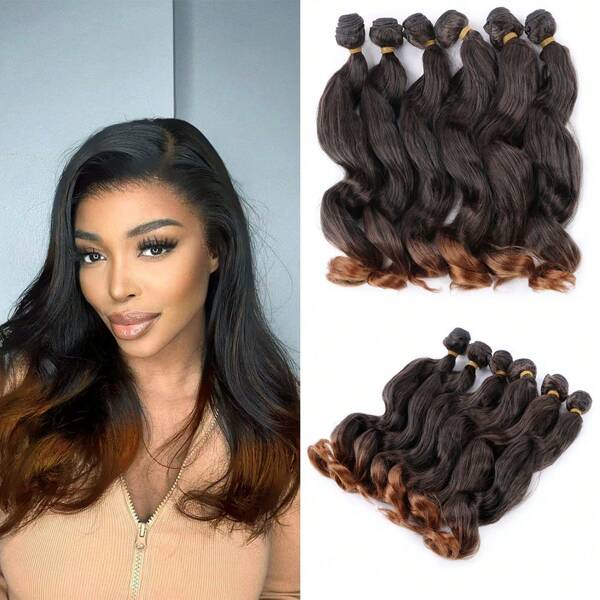 Loose Deep Wave Bundles Synthetic Hair Weave Bundles 6pcs/Pack Bundles Hair Extensions 14 Inch Bundles For