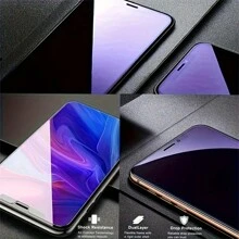 6in1 [3Pcs Purple Screen Glass + 3Pcs Bling Rhinestone Metal Lens] Anti-Blue Light Privacy Screen Protector Compatible With IPhone 15 11 12 13 14 Pro Max Camera Len Protective Glass Compatible With IPhone 15 14 Plus 13 12 Mini - Multicolor - View 5