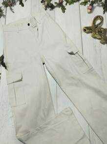 PANTS WITH RIGID GABARDINE CARGO BAGS - Beige - View 3
