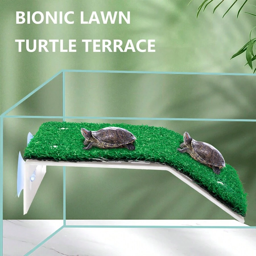 寵物烏龜露台烏龜攀爬平台浮島攀爬梯子水族館造景烏龜棲息平台魚缸配件綠色 - 綠色 - 查看 1
