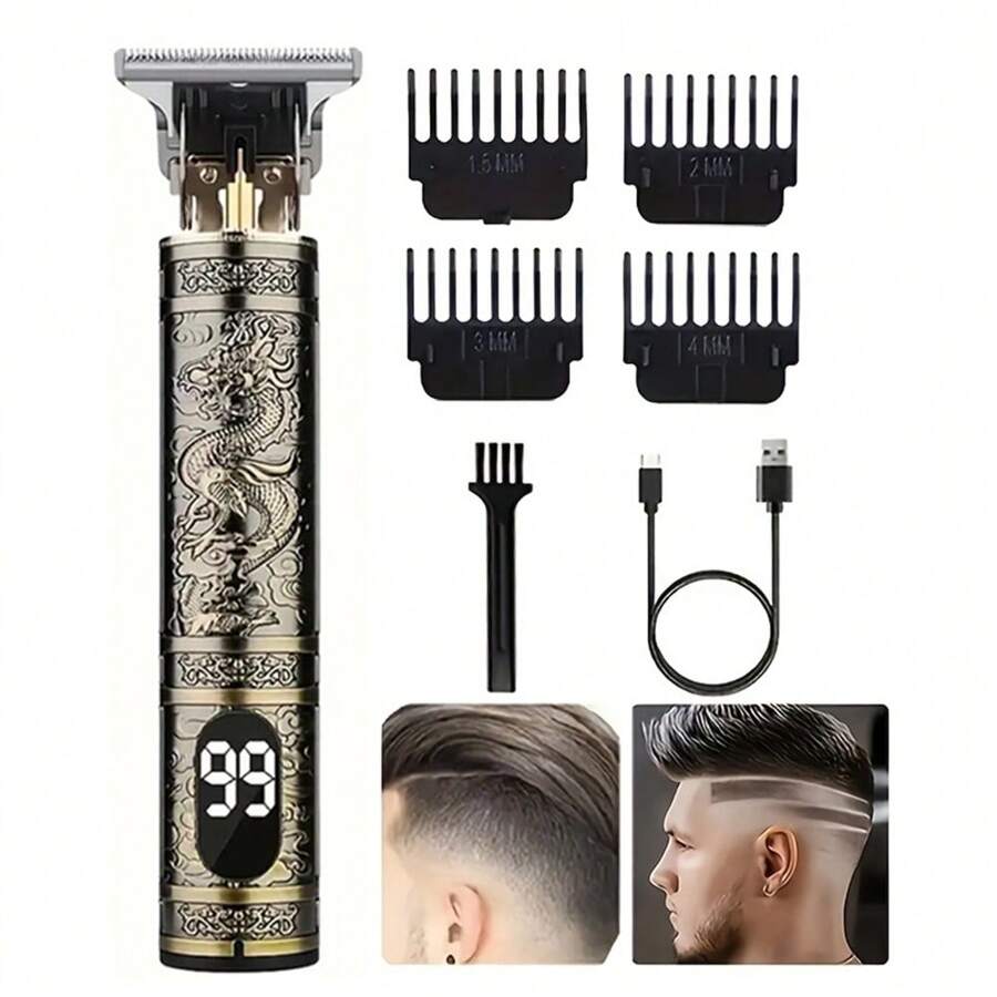 1pc Rechargeable Professional Men's Electric Hair Clipper, Zero Gap