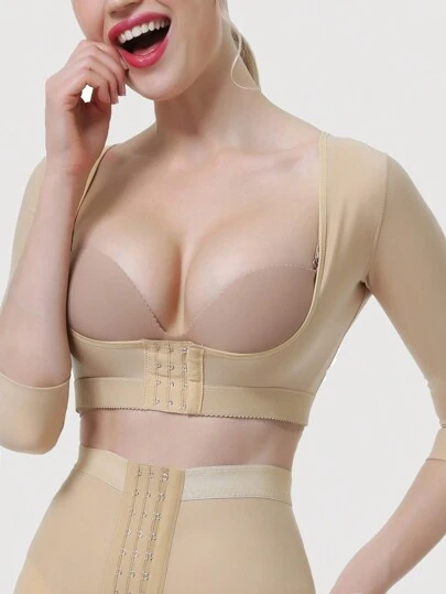 1 pieza Camiseta de compresión reductora de brazos para mujer, sujeta el pecho