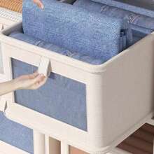 cesto organizador  roupa cobertor casacos armário  40X27X17 CM, bom material - Cinza - Visão 5