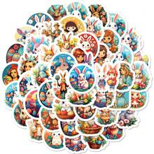 50入組復活節兔貼紙,復活節彩蛋兔貼紙,可愛卡通書籤貼紙,美學韌性防水貼紙,適用於水瓶、筆記本電腦、手機、滑板、吉他、行李箱、剪貼簿、硬帽等裝飾,也是給孩子、青少年和成年人派對用品和剪貼簿禮物的理想選擇 - 藍色 - 查看 1