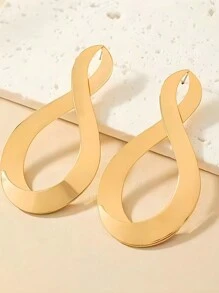 1pair Fashion  Metal Geometric Twisted Drop Earrings