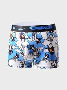 男士4入組卡通印花時尚透氣短褲 - 彩色 - 查看 3