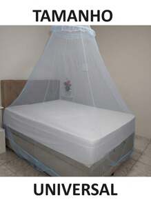 Mosquiteiro Cama de Teto Casal e Solteiro de Renda Filó protege de Mosquitos, pernilongo e Insetos. - Branco - Visão 3