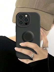 1 pieza Funda de teléfono negra sólida con soporte para 11, funda de teléfono con soporte de anillo giratorio de 360 grados para 13/14 de 6.1 pulgadas, funda protectora suave para 15 Pro Max, funda de teléfono útil para Galaxy A14/Galaxy A15/Galaxy A05/Galaxy A05s/A54/Galaxy A33/Galaxy A34 El diseño de la funda puede coincidir con el soporte para automóvil