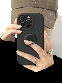 1 pieza Funda de teléfono negra sólida con soporte para 11, funda de teléfono con soporte de anillo giratorio de 360 grados para 13/14 de 6.1 pulgadas, funda protectora suave para 15 Pro Max, funda de teléfono útil para Galaxy A14/Galaxy A15/Galaxy A05/Galaxy A05s/A54/Galaxy A33/Galaxy A34 El diseño de la funda puede coincidir con el soporte para automóvil