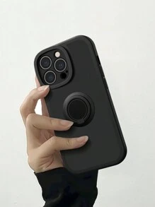 1 pieza Funda de teléfono negra sólida con soporte para 11, funda de teléfono con soporte de anillo giratorio de 360 grados para 13/14 de 6.1 pulgadas, funda protectora suave para 15 Pro Max, funda de teléfono útil para Galaxy A14/Galaxy A15/Galaxy A05/Galaxy A05s/A54/Galaxy A33/Galaxy A34 El diseño de la funda puede coincidir con el soporte para automóvil