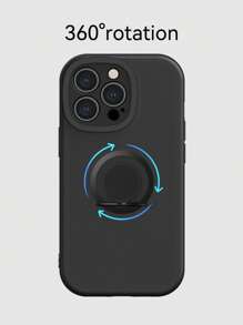 1 pieza Funda de teléfono negra sólida con soporte para 11, funda de teléfono con soporte de anillo giratorio de 360 grados para 13/14 de 6.1 pulgadas, funda protectora suave para 15 Pro Max, funda de teléfono útil para Galaxy A14/Galaxy A15/Galaxy A05/Galaxy A05s/A54/Galaxy A33/Galaxy A34 El diseño de la funda puede coincidir con el soporte para automóvil