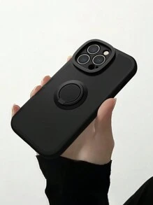 1 pieza Funda de teléfono negra sólida con soporte para 11, funda de teléfono con soporte de anillo giratorio de 360 grados para 13/14 de 6.1 pulgadas, funda protectora suave para 15 Pro Max, funda de teléfono útil para Galaxy A14/Galaxy A15/Galaxy A05/Galaxy A05s/A54/Galaxy A33/Galaxy A34 El diseño de la funda puede coincidir con el soporte para automóvil