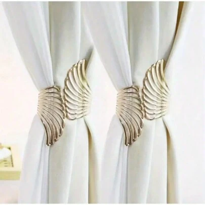 1入/2入中空金色/銀色羽毛形簾扣 -時尚金屬簾夾,易安裝和裝飾,現代家居裝飾,適用於家庭、客廳、臥室、房間或辦公室的窗戶裝飾