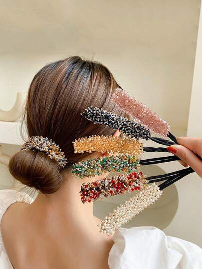 1 pezzo Accessorio per capelli elegante con perla e cristallo, fermaglio per capelli intrecciati, arricciatore di capelli, fiore per capelli, adatto per uso domestico o da viaggio, per acconciature e accessori per capelli quotidiani delle donne, accessori per capelli ricci, da viaggio, strumenti per capelli, accessori per donne, accessori per capelli, autunno, capelli, accessori per capelli, da viaggio, accessori per capelli, accessori per donne, accessori per capelli da donna, strumenti per capelli, accessori per capelli, regali, da viaggio, regali per donne, accessori per capelli, regalini per calze