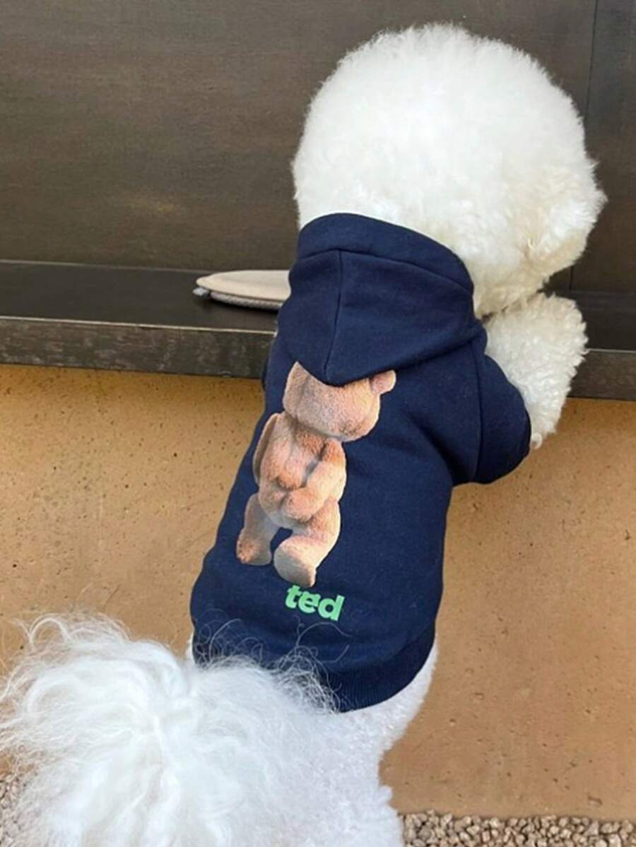 1件心型寵物帽衫,為泰迪犬、博美犬、小型犬、雪紋、約克夏等寵物而設 - 藏蓝色 - 查看 1