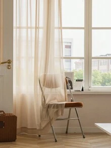 ستارة شفافة باللون الكريمي الفاخرة الحديثة الطراز الفرنسي 1 قطعة لأثاث غرفة الجلوس/النوم، تصميم مقاوم للخدش