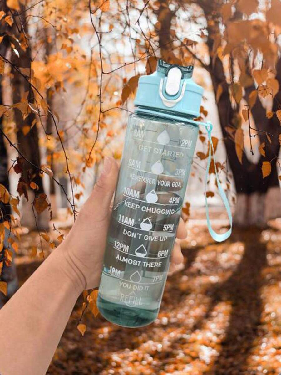 1 Botella Deportiva Transparente De Agua De 900 Ml - Verde transparente - Ver 1