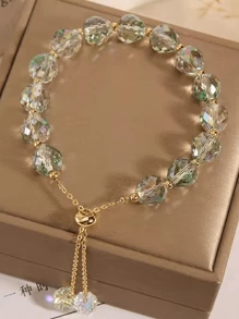 Vòng tay đính cườm trang trí pha lê - trắng - Xem 1