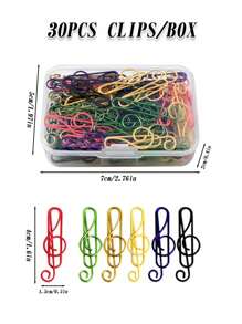 10/30/80个装 六色混合金属音符造型回形针，音乐装饰夹，办公学习用品，返校季 - 混色(音符) - 查看 3
