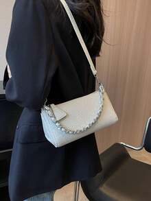 1個米色pu材質小正方形包,鏈帶手提,時尚多用途,適用於日常通勤,旅行,手機包或作為女士假日禮物 - 米色 - 查看 5