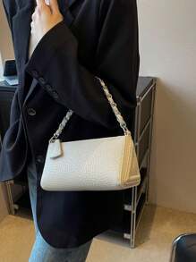 1個米色pu材質小正方形包,鏈帶手提,時尚多用途,適用於日常通勤,旅行,手機包或作為女士假日禮物 - 米色 - 查看 8