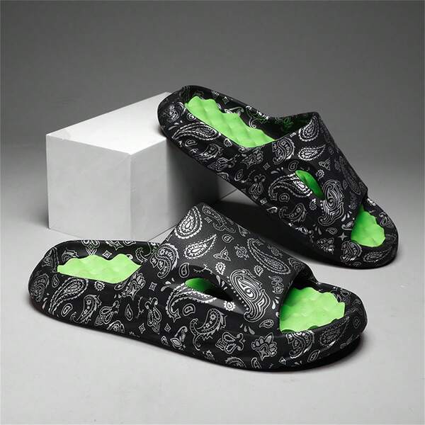 Chinelos Eva Pretos da Moda de Verão para Homens Novos Sapatos Masculinos de Tamanho Grande, Chinelos Confortáveis para Casa em Ambientes Internos, Chinelos Casuais para Exterior, Sapatos de Bico Redondo