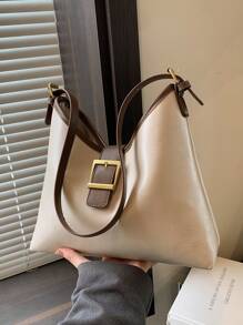 女式休閒高級質感簡約肩背包 - 米色 - 查看 7