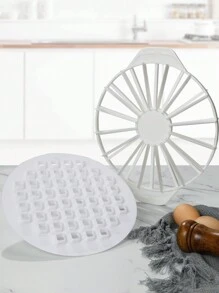 1 Pieza Cortador De Pastel Y Separador De Queso Y Bandeja Para Hornear Pizza Y Molde Para Galletas Redondo Y Cortador De Tarta De Manzana Y Prensa Con Patrón De Rejilla - Blanco - Ver 6