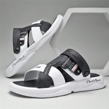 Sandalias De Playa Suaves Y De Moda Para Hombre Para El Verano, Zapatillas Antideslizantes Con Patrón Variado 2024