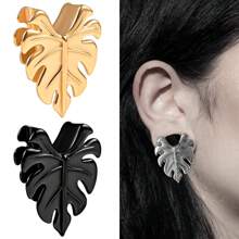 2 Piezas Nuevos Enchufes De Oreja De Silla De Moda Con Hojas, Túneles De Pendientes De Acero Inoxidable Para La Expansión Del Cuerpo Y Piercing De Joyas De Cuerpo