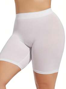 Meguma 1pc Women Plus Size High Waist Shorts, Stretchy Nude Feeling Tight Compression Shorts, Fitness Underwear