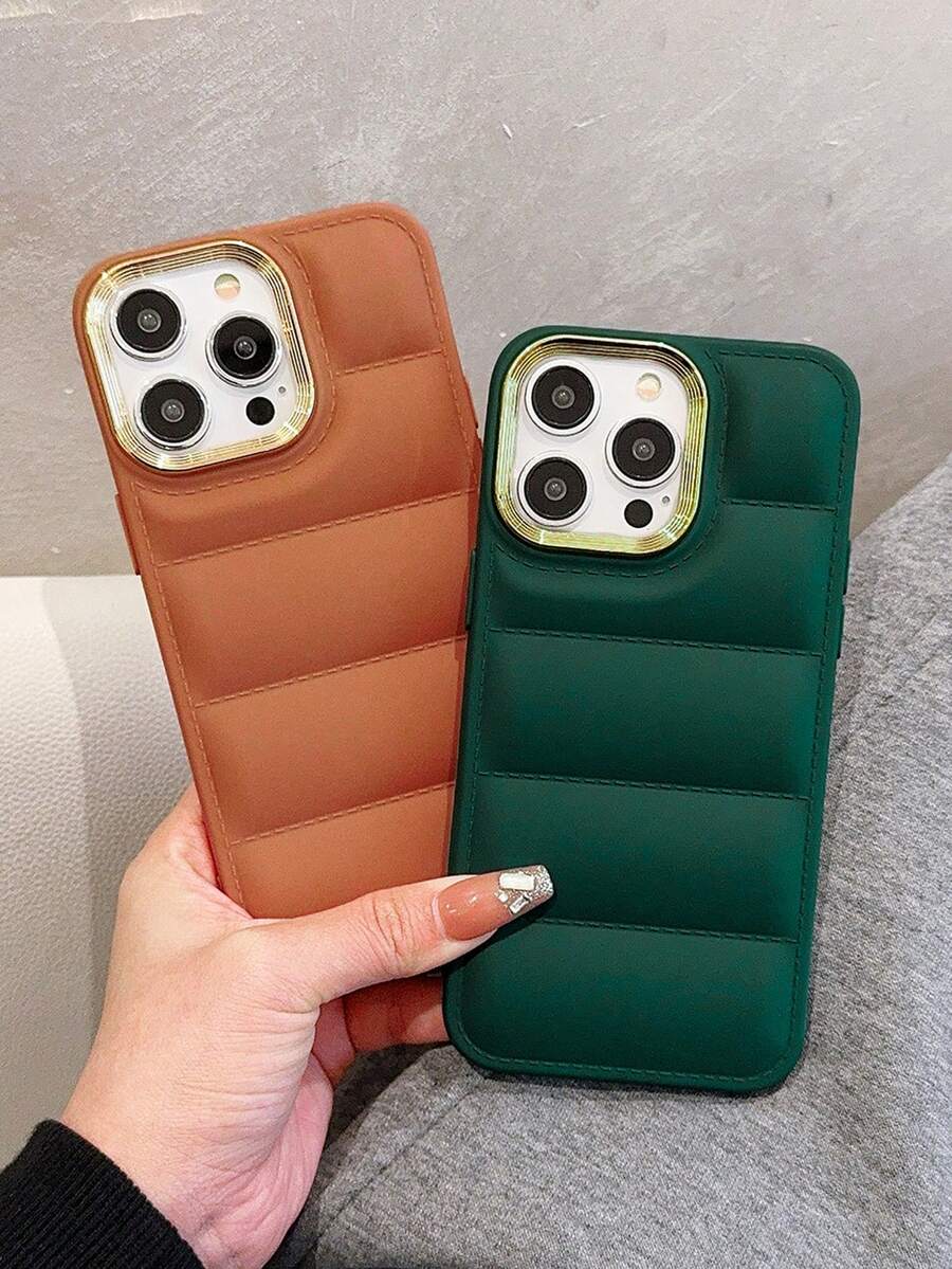 Caja del teléfono con chaqueta de pan inflado electroplateado con agujeros grandes, Set de 2 piezas, compatible con iPhone - Multicolor - Ver 1