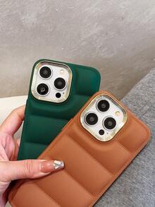 Caja del teléfono con chaqueta de pan inflado electroplateado con agujeros grandes, Set de 2 piezas, compatible con iPhone - Multicolor - Ver 2