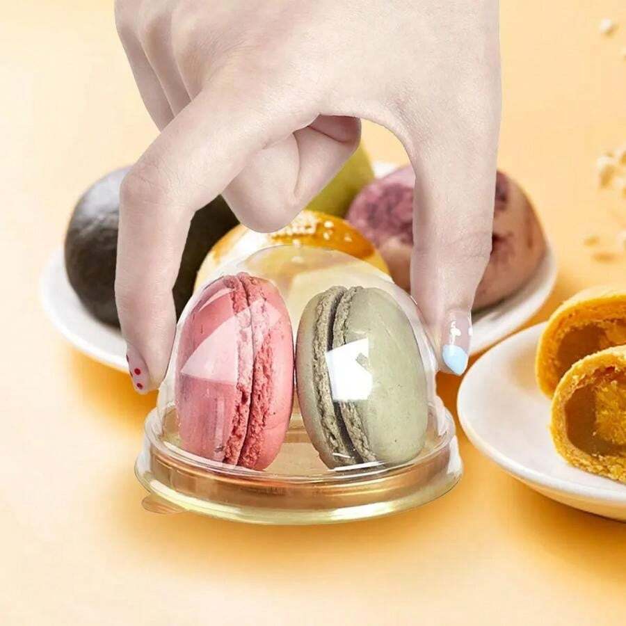 50pcs Mini Transparent Cake Box Container Transparent Cupcake Dome Pastry Baking Packaging Boxes Wedding Party Supplies Gifts Wedding Party Gift Bags - Gold - View 1