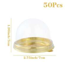 50pcs Mini Transparent Cake Box Container Transparent Cupcake Dome Pastry Baking Packaging Boxes Wedding Party Supplies Gifts Wedding Party Gift Bags - Gold - View 2
