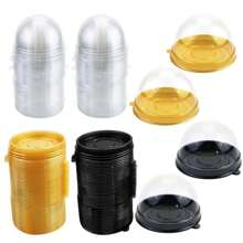50pcs Mini Transparent Cake Box Container Transparent Cupcake Dome Pastry Baking Packaging Boxes Wedding Party Supplies Gifts Wedding Party Gift Bags - Gold - View 5