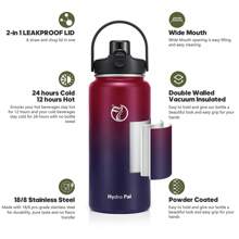 Insulated Water Bottle With 2-In-1 Lid (Chug Lid/Straw Lid),40oz/64oz Double Walled Vacuum Stainless Steel Water Bottles, Water Jug With Straw, Wide Mouth Insulated - 紅黑 - 查看 6
