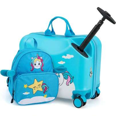 Children's Suitcase With Backpack, Kids Trolley, Children's Luggage With Wheels, Travel Suitcase With Telescopic Handle, Hard-Shell Suitcase For Children, Children's Trolley Color Choice