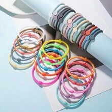 1 Set Of 5pcs Macaron Colored Simple Cross Design Diy Bracelet Set For Couples Men, 2 Sizes Available - Style D - View 6