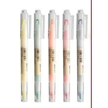 1pc Double-Headed Highlighter With Window For Students Marking And Journaling - Orange - View 1