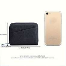 Ví nữ mới Ví đựng thẻ bằng da thật Ví da bò nữ Thời trang Ví cầm tay nhỏ Ví dễ thương Túi đựng tiền xu Ly hợp dành cho doanh nhân thông thường - màu đen - Xem 6