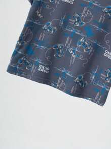 3pcs Young Boys' Game Controller Printed Short Sleeve Top, Shorts And Long Pants Set Matching Set - Multicolor - View 4