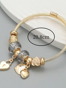 1pc European And American Style Women's Metal Pendant Opened Bracelet, Suitable For Wedding, Date, Travel, Party, Festival, As Gift