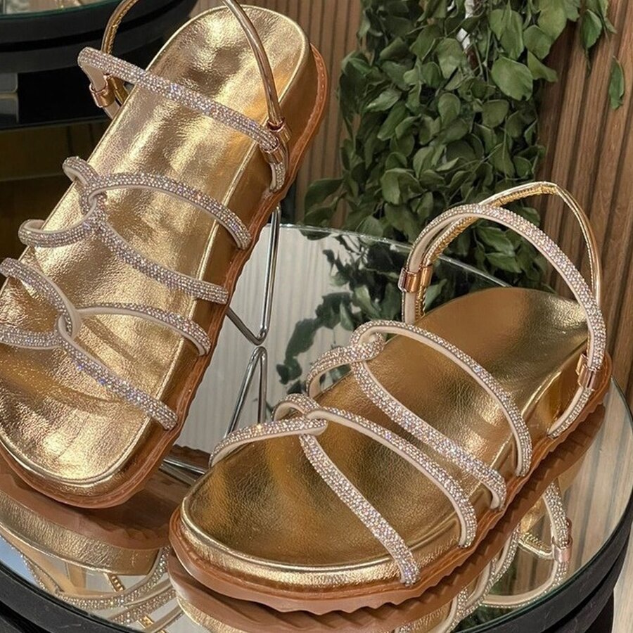 Women Flat Sandals - Vàng - Xem 1