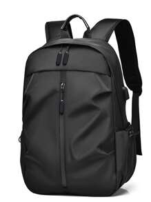 100旅行和户外牛津布背包，大容量商务背包，重型笔记本电脑背包假期学校夏季随身携带涤纶商务休闲黑色个性化礼物男朋友徒步旅行学生多功能便携式时尚休闲背包侧包书包露营返校沙滩包笔记本电脑包运动生活包背包旅行必备大包 - 黑色 - 查看 5