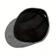 1pc Beret Hat For British Style Boy, Spring & Autumn Casual Linen Baseball Cap - Grey - View 7