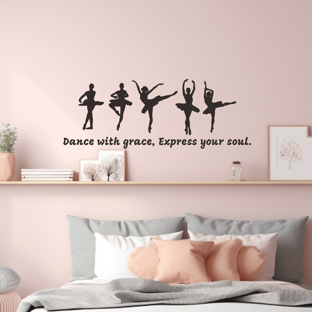 1PC Ballet Wall Stickers Dance With Grace And Express Your Soul Inspirational Quote Decals