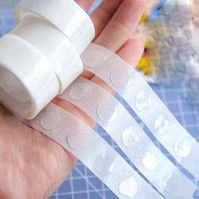 200pcs Transparent Dot Double-Sided Adhesive Tape (100pcs Round Dot/Roll) Adhesive Tape For Scrapbook Crafts Journal, Back To School