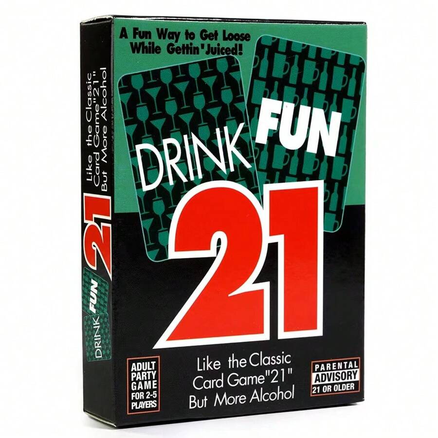 玩樂21點酒牌遊戲,含56張牌,讓成年人嘲笑的飲酒卡片遊戲,派對飲酒遊戲卡 - 綠色 - 查看 1