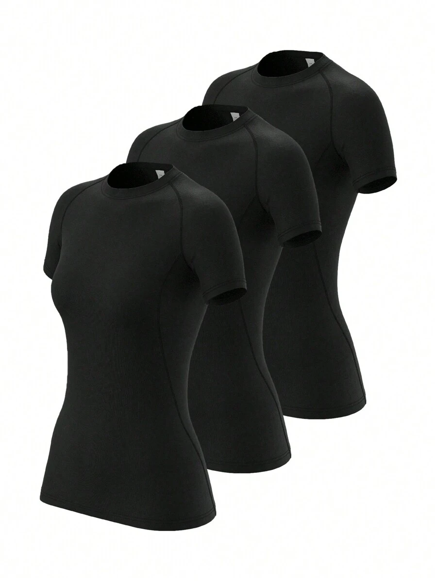 3 piezas/Conjunto Camiseta deportiva de manga corta de secado rápido para mujeres para fitness, correr, juventud, transpirable, adecuada para entrenamiento, ropa deportiva básica para fiestas